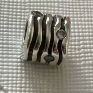 Pandora Swirl Wrap Wavy Silver Charm CZ 790182CZ